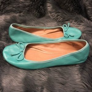 Mint green Nine West leather flats